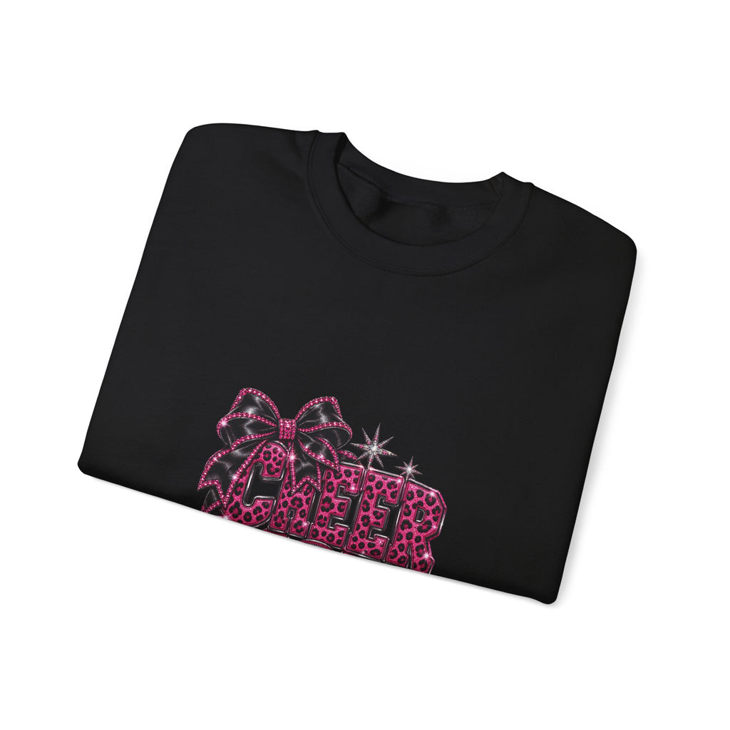 Cheer Mom Sweatshirt, Pink Bow Crystal-Effect Print, Gildan 18000 Unisex Crewneck, Cheerleading Gift