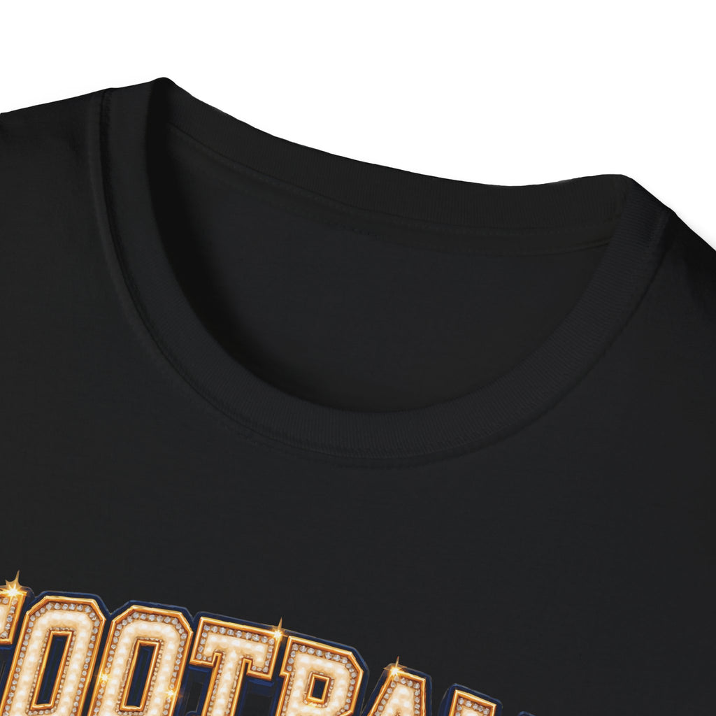 Football Mom Shirt, Navy Gingham Bow and Pearl-Effect Print, Unisex Tee
