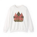 Christmas Sweatshirt: Merry & Bright Pink Bow and Trees, Unisex Crewneck