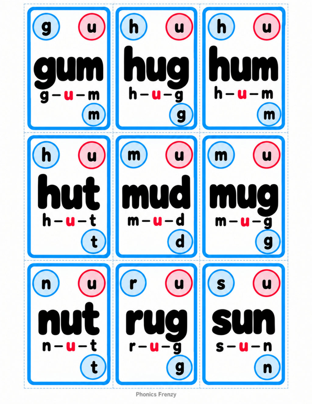 CVC Word Cards — included Phonics Frenzy printable game preview