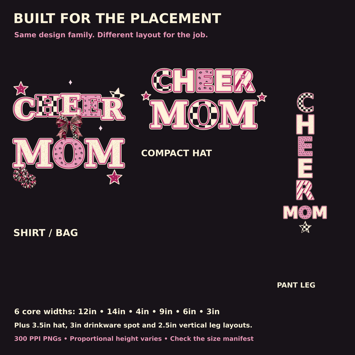 Placement Layouts — actual Cheer 225 PNG collection preview