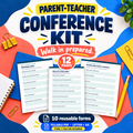 Parent Teacher Conference Kit: before, during and after a meeting, fillable Letter and A4 forms with a worked example.