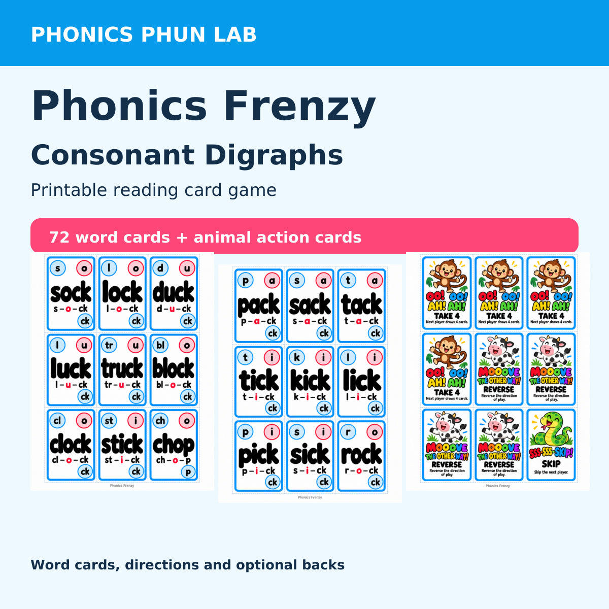 Digraphs Cover — included Phonics Frenzy printable game preview