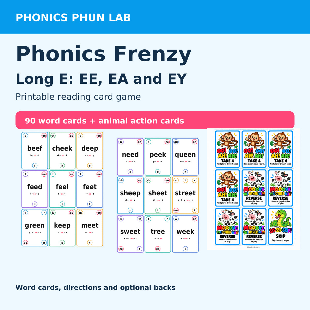 EE EA EY Cover — included Phonics Frenzy printable game preview