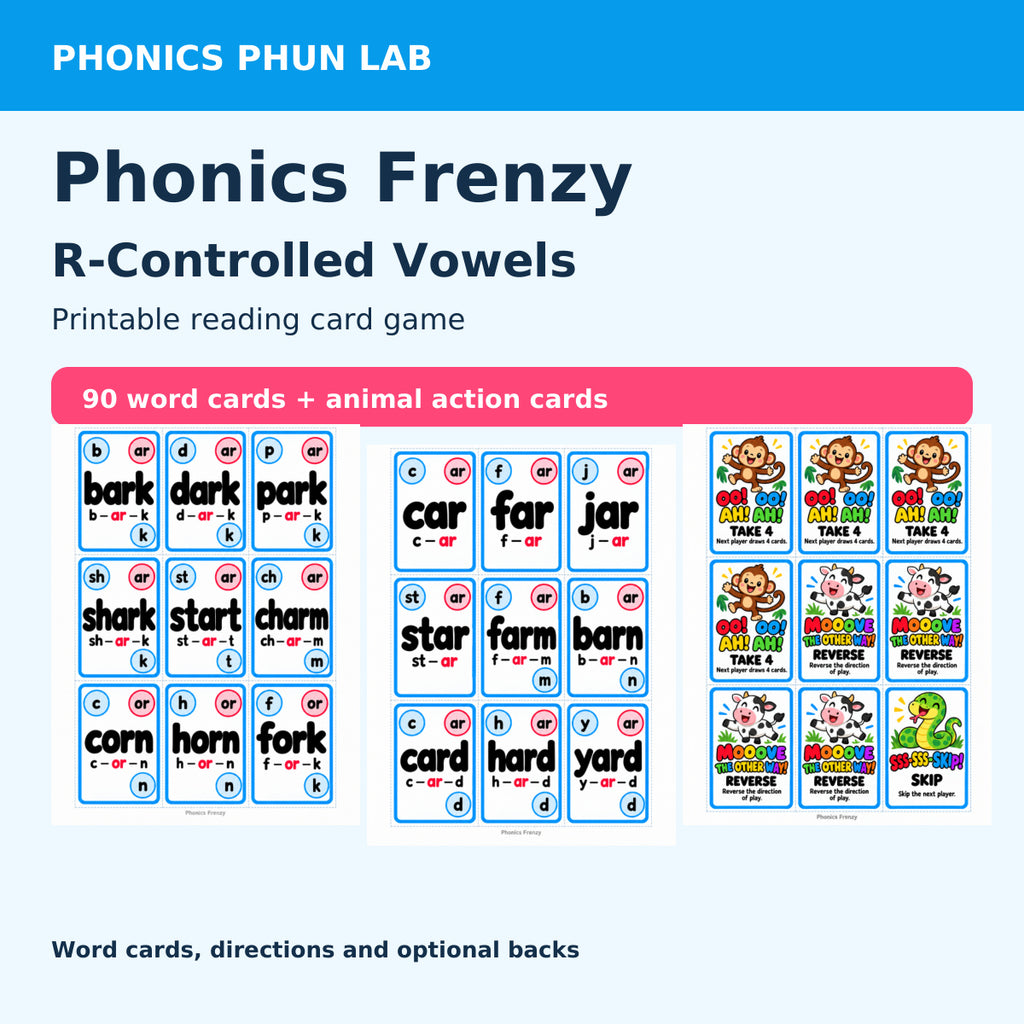 R Controlled Cover — included Phonics Frenzy printable game preview