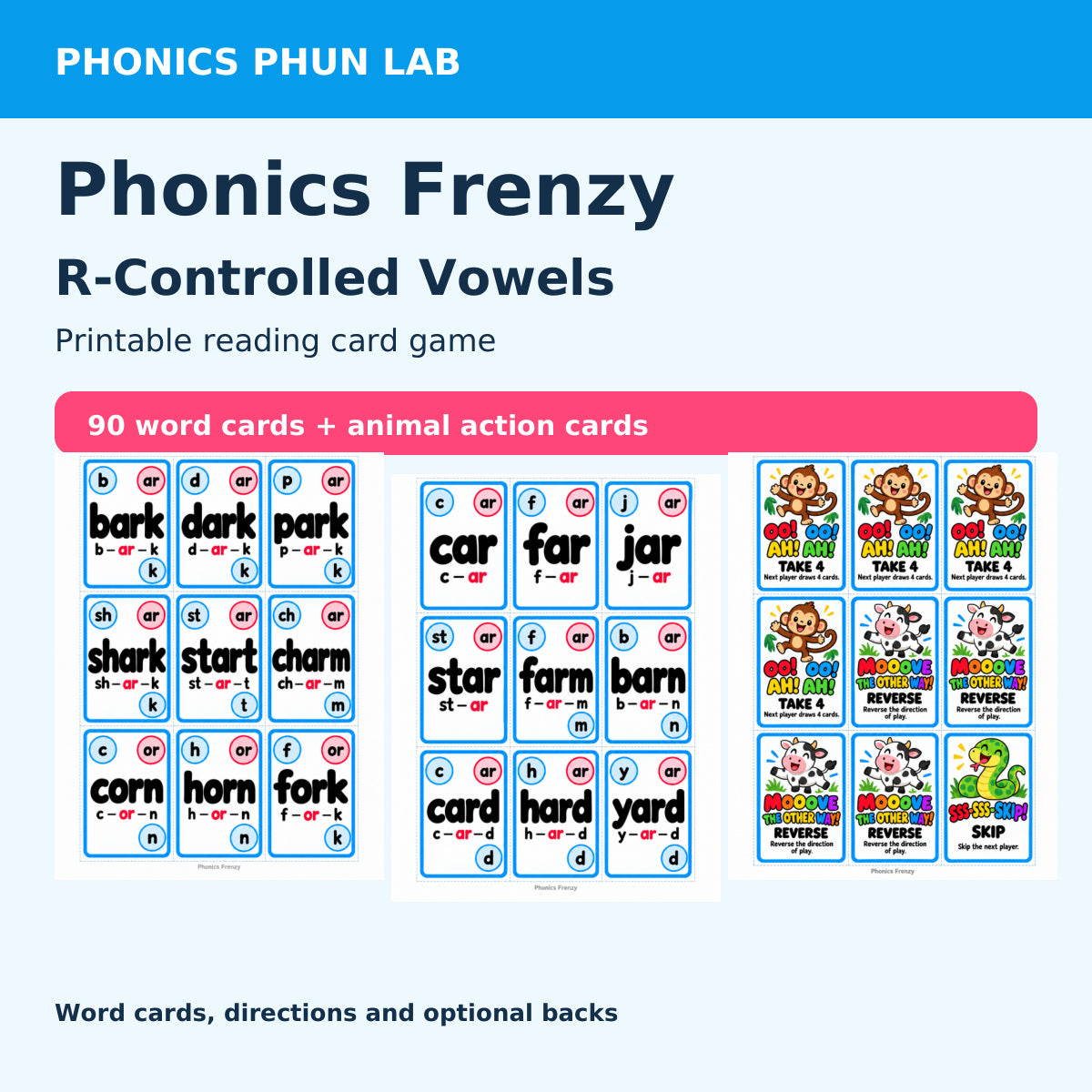 R Controlled Cover — included Phonics Frenzy printable game preview