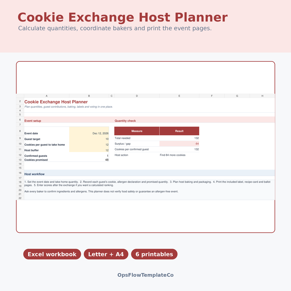 Cookie Exchange Host Planner dashboard preview