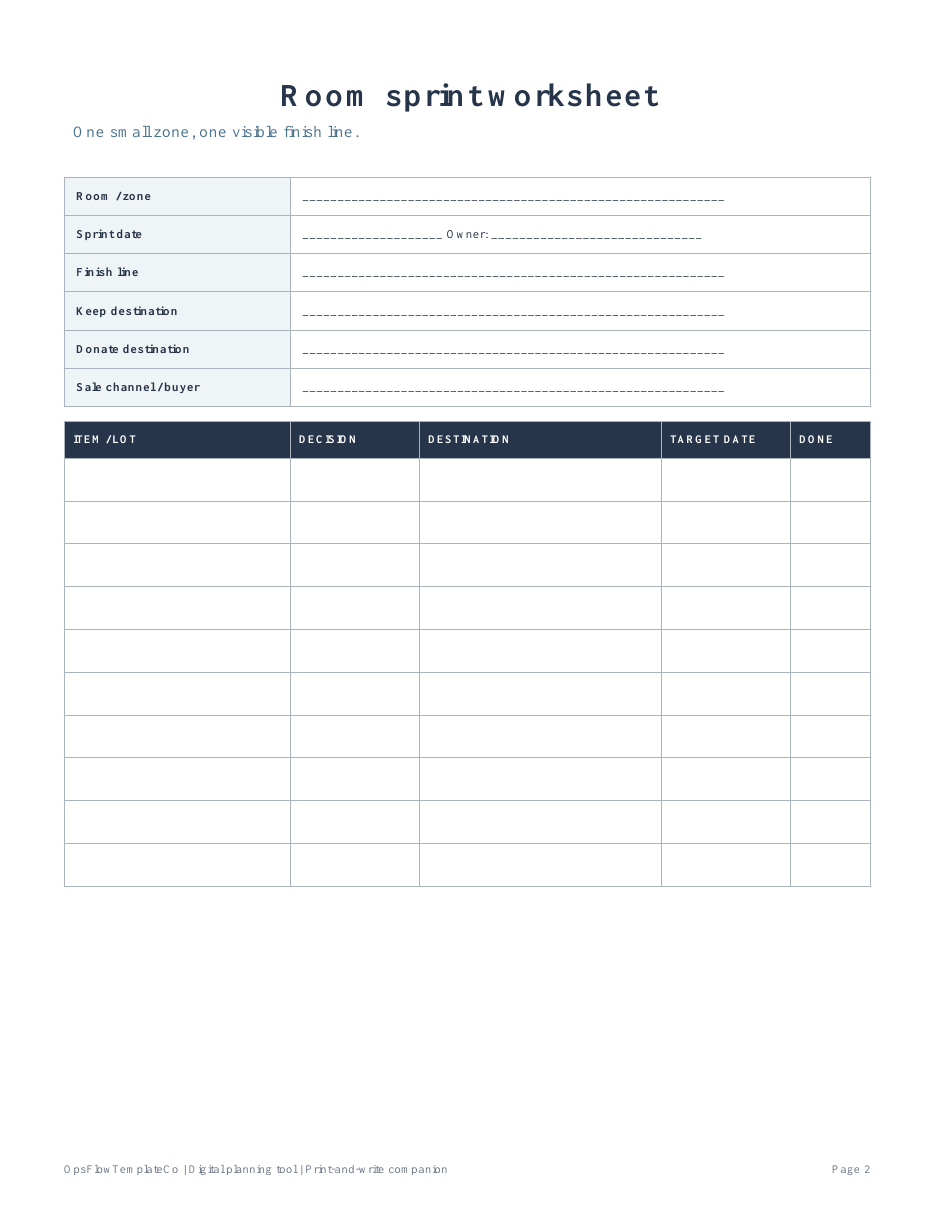 Declutter organizer printable keep donate sell decision worksheet
