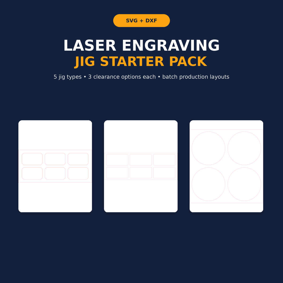 Laser Engraving Jig Starter Pack with SVG and DXF batch alignment templates