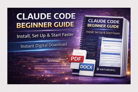Claude Code Beginner Guide, Install, Setup, AI Coding (PDF, DOCX)
