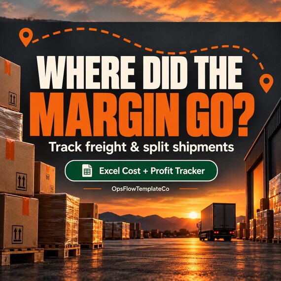 Freight Cost & Profit Spreadsheet for Excel, Split Shipment Tracker and Order Margin Dashboard