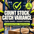 Inventory Cycle Count Spreadsheet for Excel, Recount Tracker and Stock Variance Dashboard
