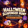 Halloween Scavenger Hunt Printable: Indoor Clues, 6 or 12 Stops & Host Map