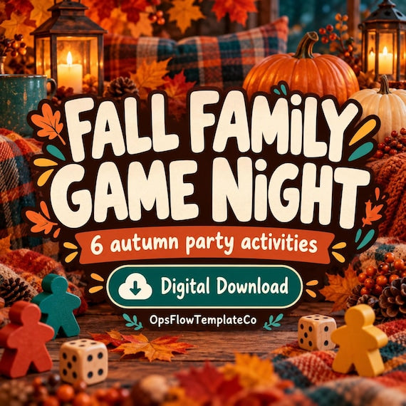 Fall Party Games Printable Bundle: 6 Autumn Activities for Family Game Night
