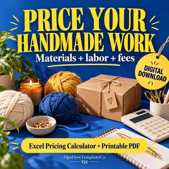 Handmade Pricing Calculator Spreadsheet, Batch Cost and Channel Price Comparison, Excel and Printable PDF