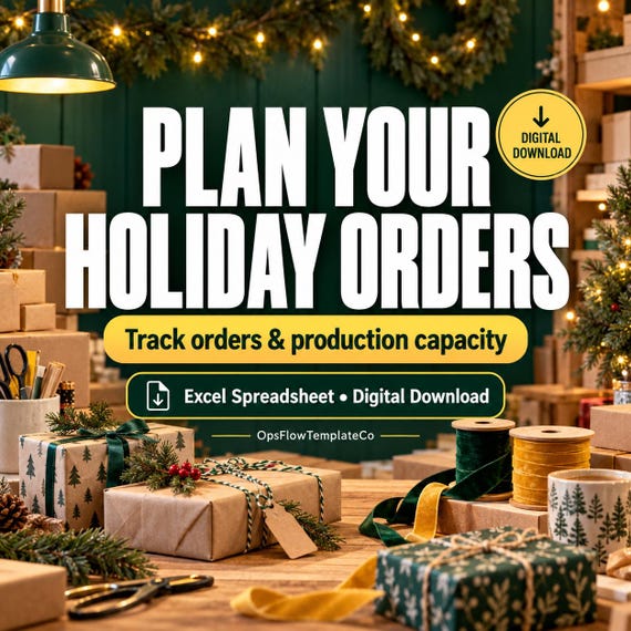 Holiday Order Tracker Spreadsheet, Small Business Capacity Planner, Christmas Production Schedule Excel Template