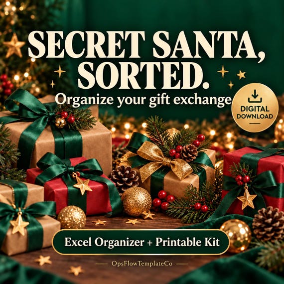 Secret Santa Organizer Spreadsheet & Printable Gift Exchange Kit