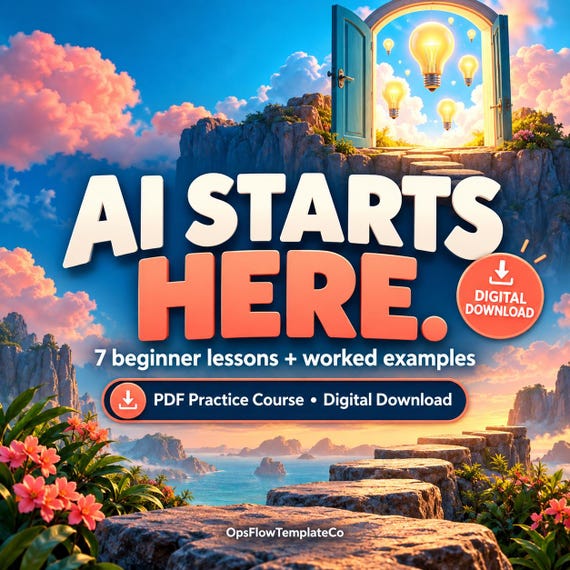 AI for Beginners Guide, Everyday ChatGPT Practice Course, 7 Lessons and Worked Examples, PDF Download