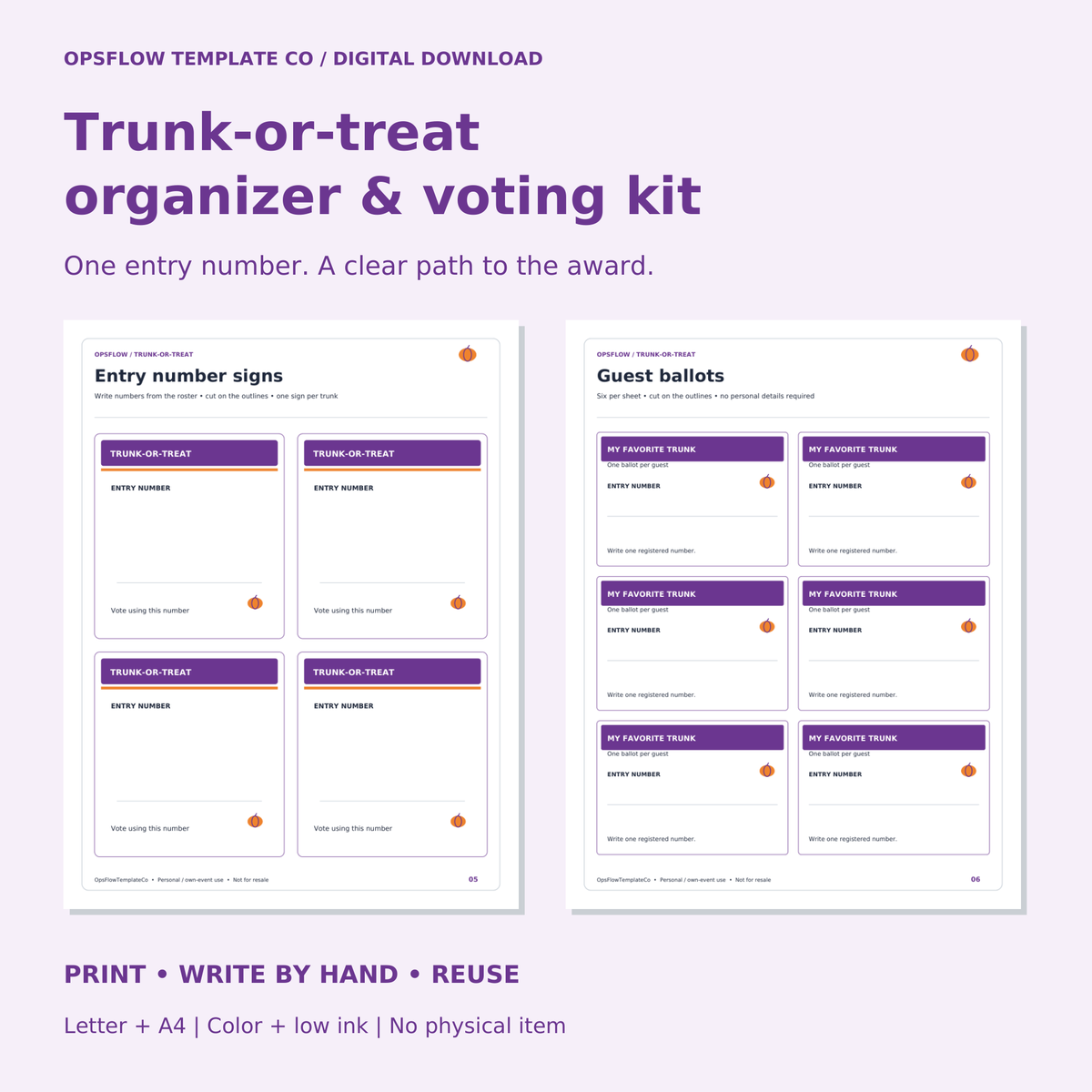 Trunk-or-Treat Organizer & Voting Kit — actual included pages, preview 1