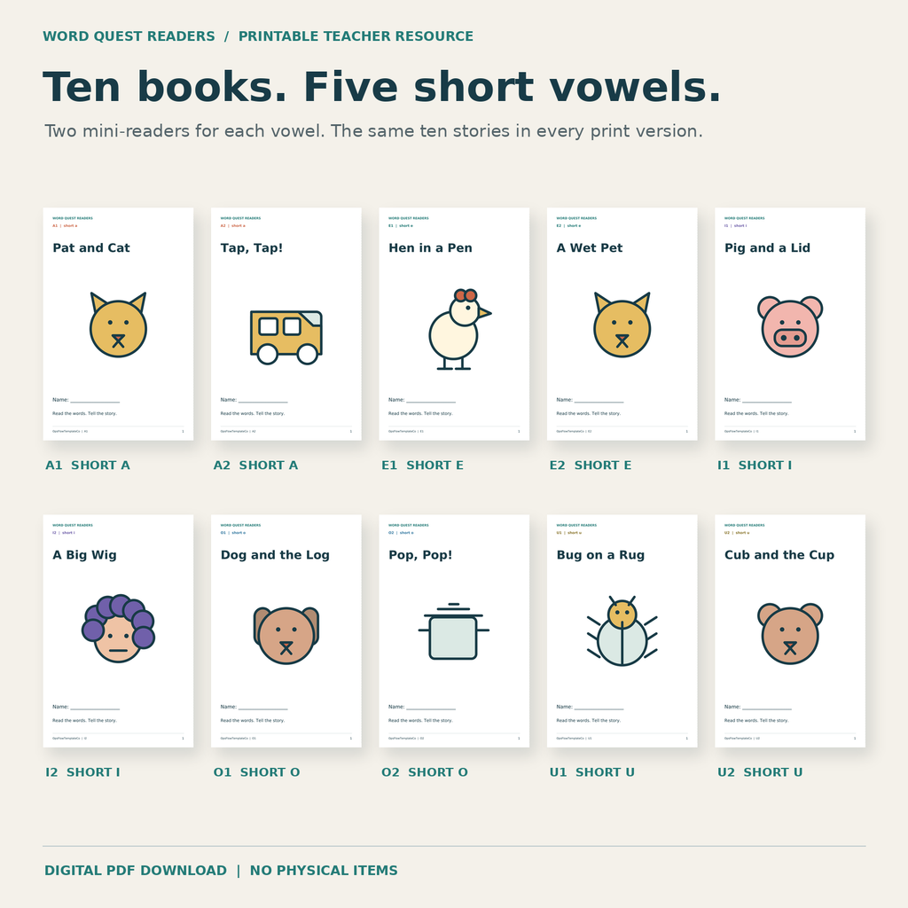 Actual product preview Ten Mini Readers.