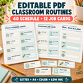 Staged AI-assisted mockup of the included editable classroom schedule and job cards.