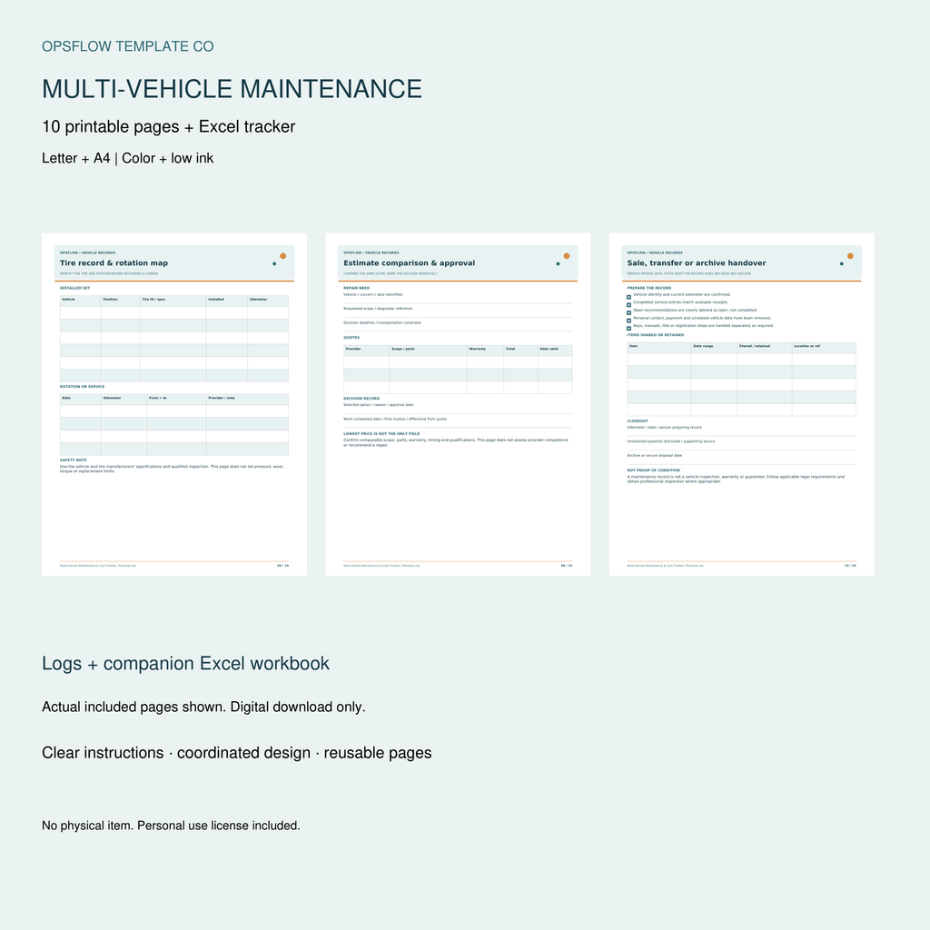 Vehicle service records and workbook companion preview